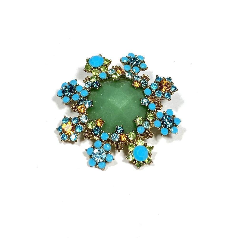 Brooch Vintage Plastic Rhinestones Flowers Unique Estate